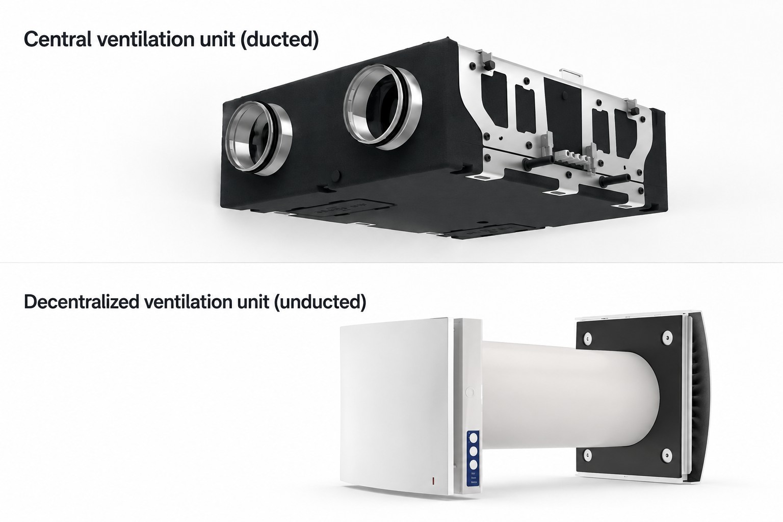 Centralized and decentralized ventilation units comparison