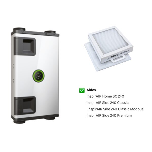Unità VMC Aldes InspirAIR SC 240 con filtri di ricambio compatibili F7 + G4