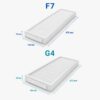 Dimensioni filtri Salda Smarty 3XV e 4XV: F7 475 × 134 × 25 mm e G4 475 × 180 × 25 mm