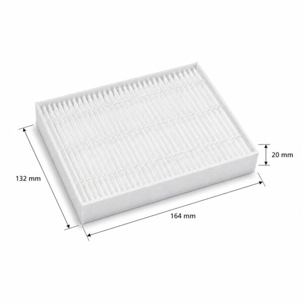 Dimensioni del filtro F7 per Brink Sky 150 e Brink Sky 200: 132 × 164 × 20 mm