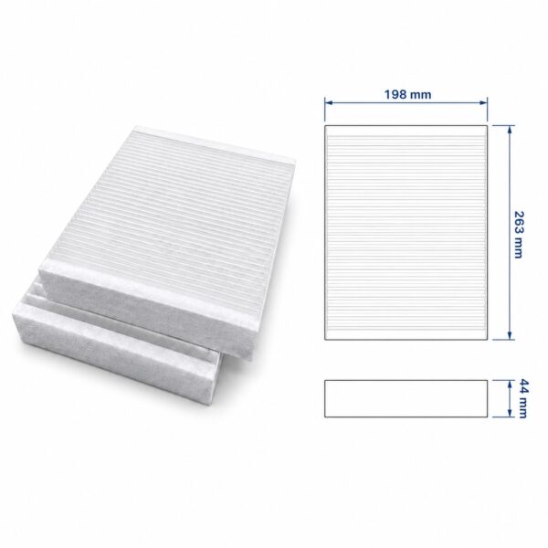 Maße der F7- und G4-Filter für Pichler LG 150: 263 × 198 × 44 mm