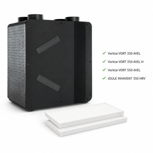 Filtri M5 con unità VMC Vortice VORT 350 AVEL, VORT 350 AVEL H, VORT 550 AVEL e Joule Invavent 350 HRV
