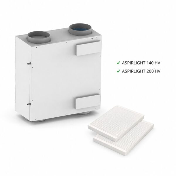 Due filtri F7 con unità VMC Aspira ASPIRLIGHT 140 HV e ASPIRLIGHT 200 HV