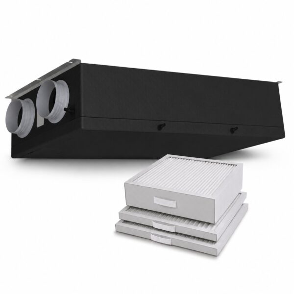 Set di filtri F7 e G4 posizionato davanti a un’unità VMC compatibile Brofer RDCD40SK e RDCD50SK