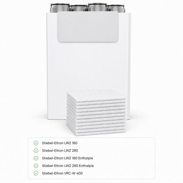 G4 Filtermatten mit Stiebel-Eltron LWZ 180, LWZ 280, LWZ 180 Enthalpie, LWZ 280 Enthalpie und VRC-W 400 Lüftungsanlage