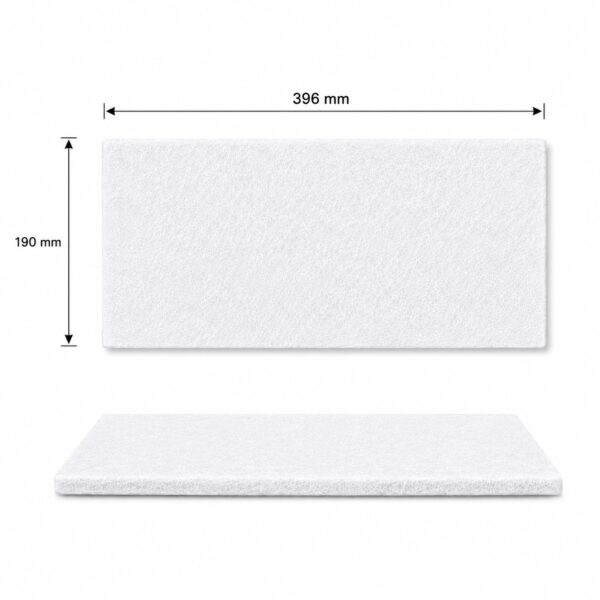 Maße der G4 Filtermatte für Stiebel-Eltron LWZ 180, LWZ 280 und VRC-W 400: 396 × 190 mm