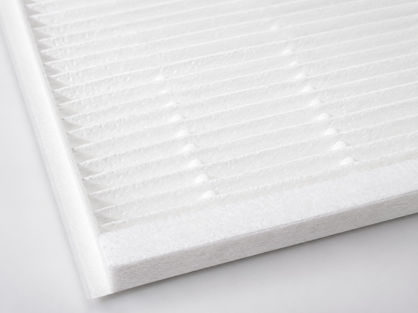 Close-up of premium pleated filter media