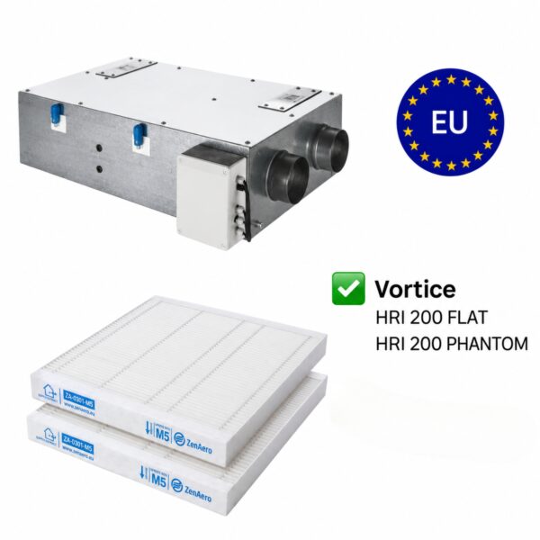 Unità VMC Vortice HRI 200 FLAT / HRI 200 PHANTOM con filtri di ricambio compatibili M5 + M5