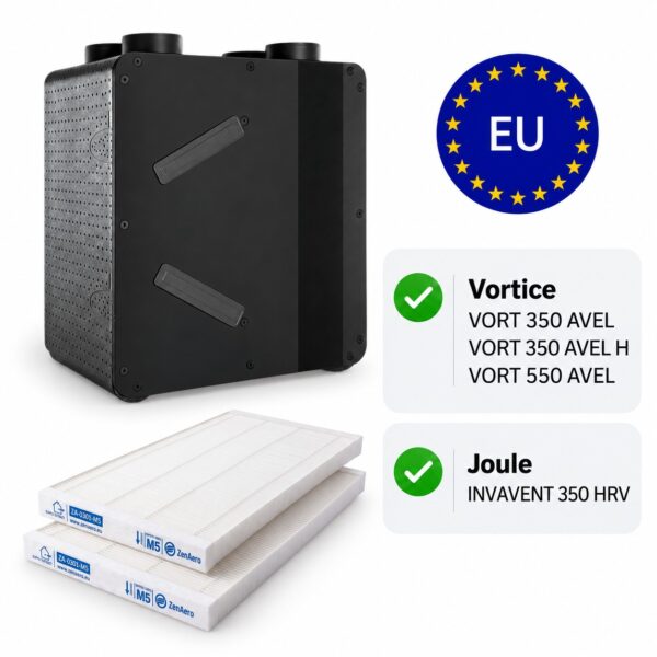 Unità VMC Vortice VORT 350 AVEL / VORT 350 AVEL H / VORT 550 AVEL con filtri di ricambio compatibili M5 + M5