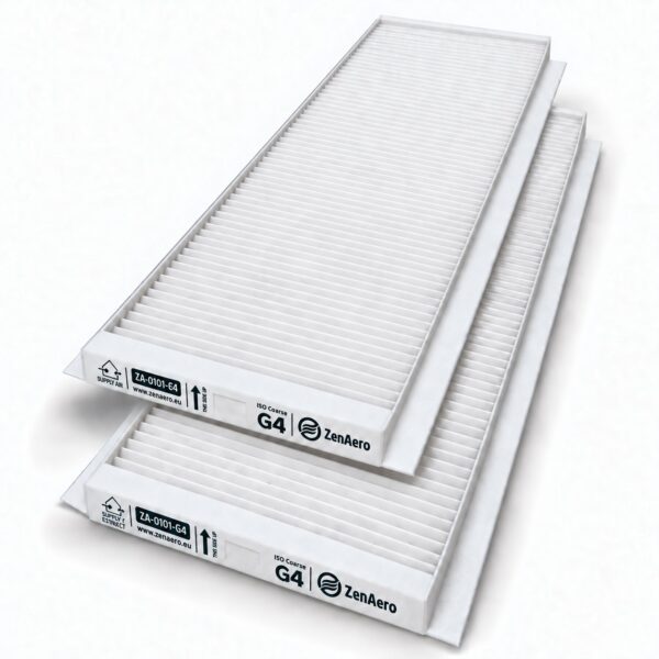 Set filtri compatibili Zehnder ComfoAir Q 350 / 450 / 600 G4 + G4, 499 × 158 × 22 mm