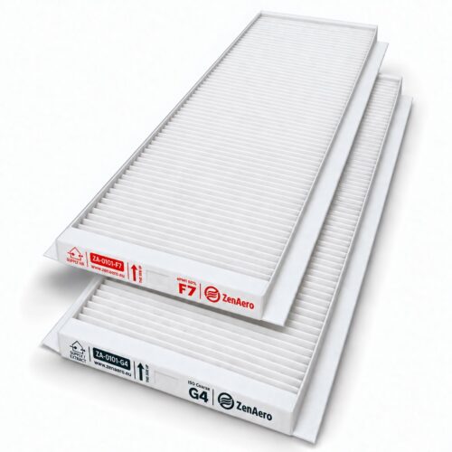 Set filtri compatibili Zehnder ComfoAir Q 350 / 450 / 600 F7 + G4, 499 × 158 × 22 mm