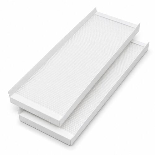Due filtri di ricambio bianchi pieghettati sovrapposti per unità VMC Zehnder ComfoAir Q 350, Q 450 e Q 600, set filtri G4 + G4.